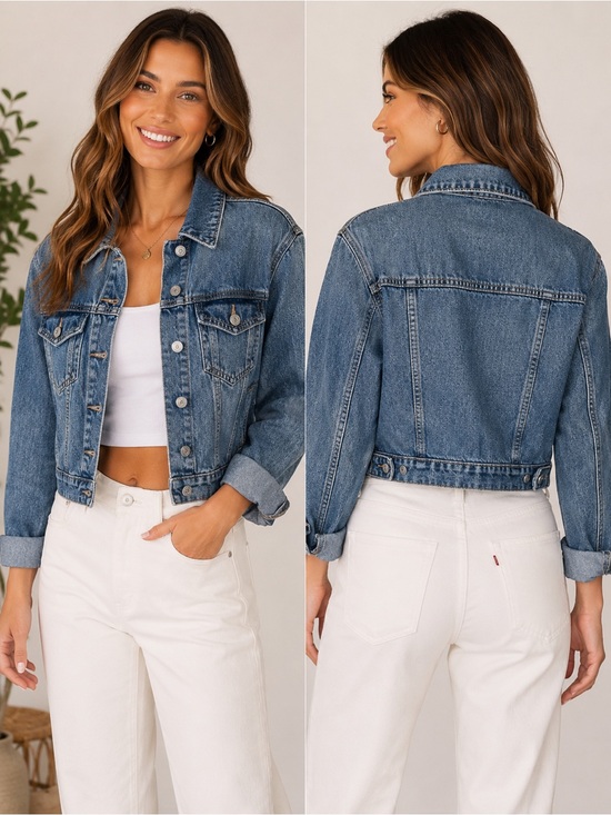 Old Navy Jackets & Blazers - Old Navy Cropped Denim Jacket Medium Wash Button Front Small NWT